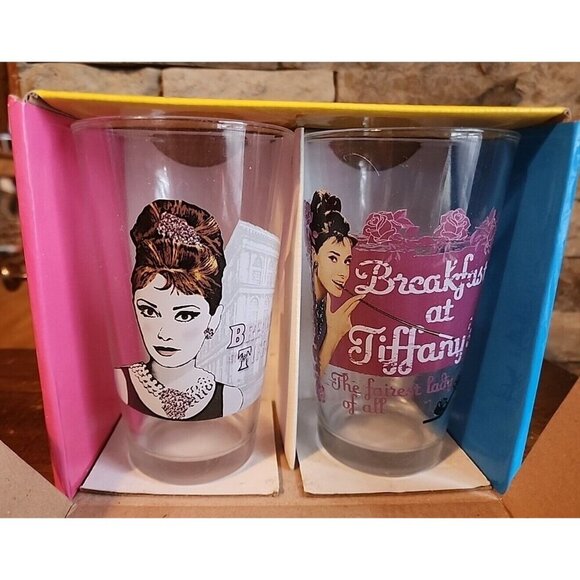 VINTAGE 1995 BREAKFAST AT TIFFANY'S GLASSWARE SET BY AVELA TWO 16 OZ GLASSES NEW - Picture 5 of 5